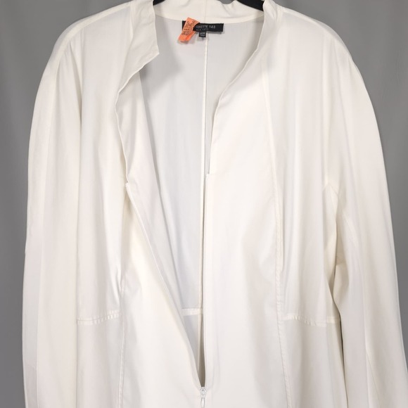 LAFAYETTE 148 Ivory Zip Front Classic Blouse Long Sleeve Stretch Top 22W - Picture 4 of 8